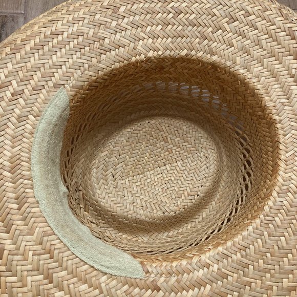 Straw hat with Faux Leather Trim - Picture 4 of 5